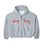 RASPBERRY SCRIPT ZIP UP GREY